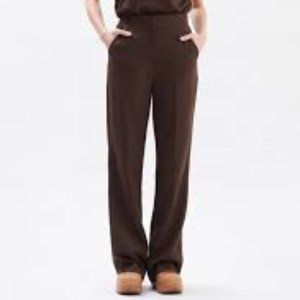 The Frankie Shop-Straight Leg Suit Pants in Dark Espresso small